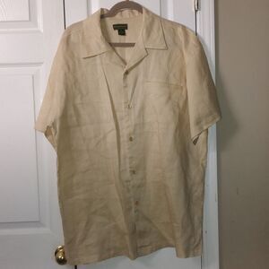 Giorgio Inserti beige linen button down casual dress shirt  Sz 36 NWOT